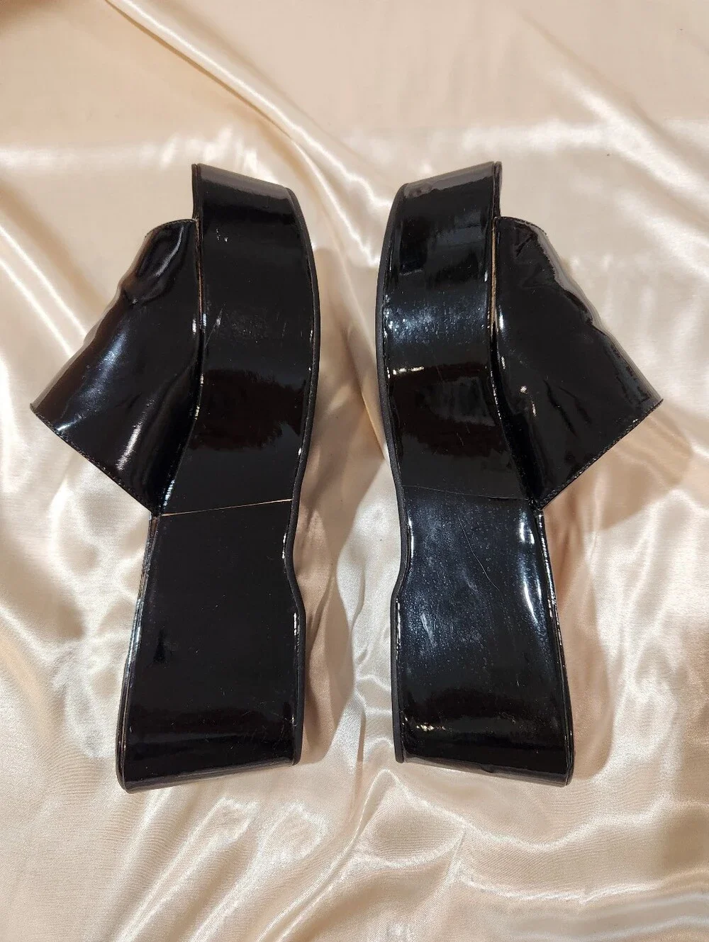 Vintage Prada Black Patent Leather Platform Wedge 39 (8.5)